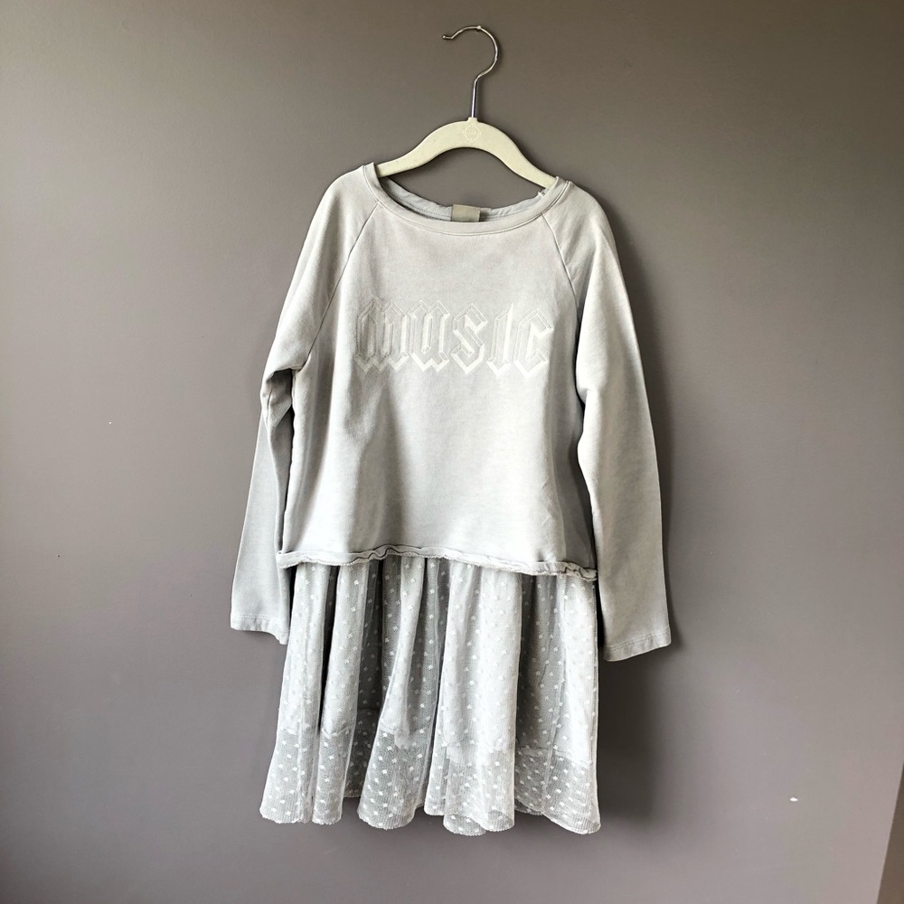 Zara Girls Grey Sweatshirt Music Dress Sz 8